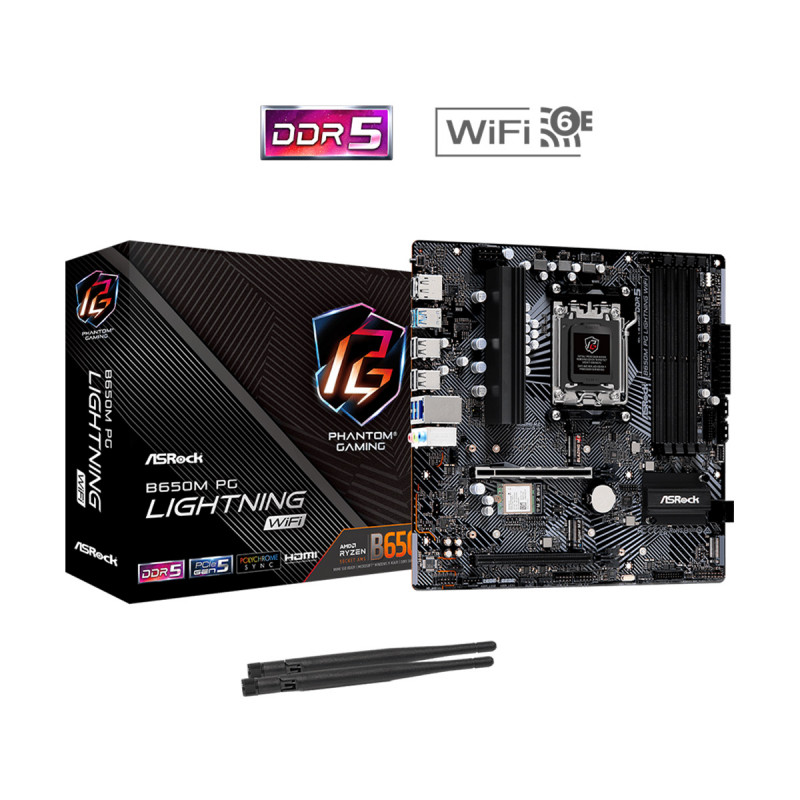 MAINBOARD (เมนบอร์ด)(AM5) ASROCK B650M PG LIGHTNING WIFI DDR5