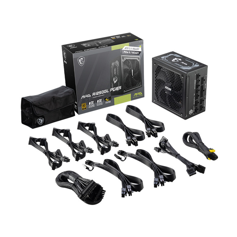 PSU (อุปกรณ์จ่ายไฟ) MSI MAG A1250GL PCIE5 1250W (80+GOLD) - Image 5